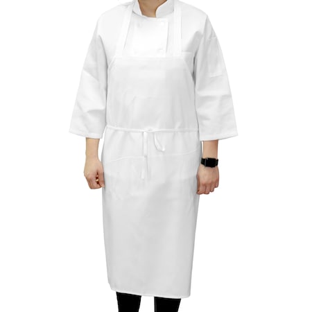 Monarch Brands Bib Spun Poly Aprons - White, 12PK P-APRN-W-SPUN
